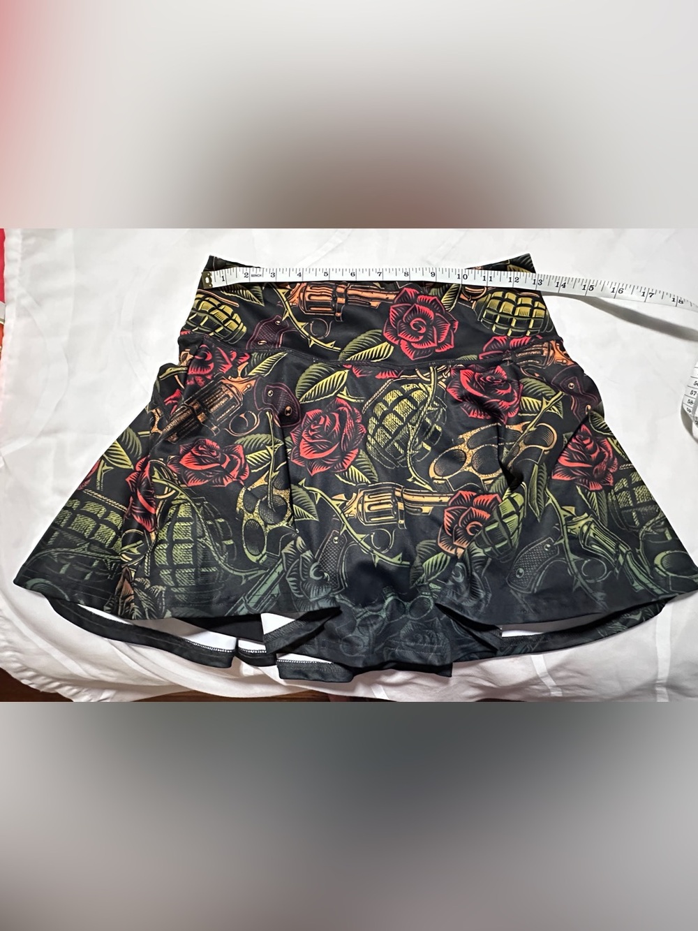 CVG Black Floral & Grenade Print Skater Skirt
